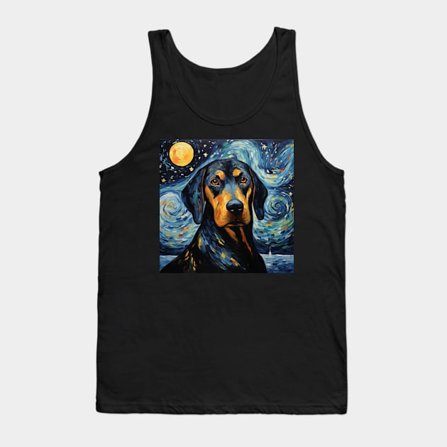 Black and Tan Coonhound Portrait Night Painting Tank Top by NatashaCuteShop
